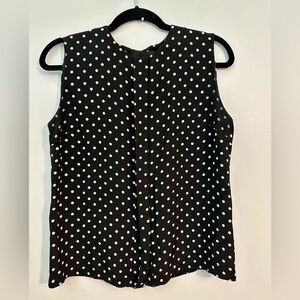 100% Silk Modello Giulietta New York Polka Dot Blouse Sleeveless Size Medium